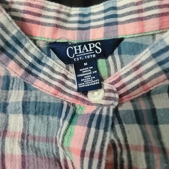 Chaps Womens Button Up Shirt Multicolor Size M 100% Cotton Long Sleeve Stretch - Picture 7 of 12